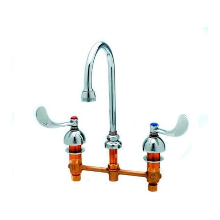 T&S Brass T&S B-2990 Lavatory Faucet, Concealed Body, 8" Centerset, Cast Basin Spout, Lever Handles B-2990